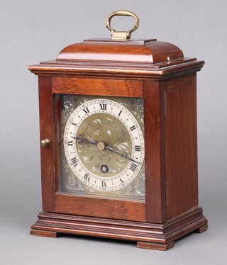 Mercer of England, a bracket timepiece with 13cm gilt dial, silvered chapter ring, Roman numerals, contained in a mahogany case 23cm h x 18cm w x 11cm d 