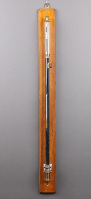 An Improved "Peandar" Fortinette Standard Barometer, no.1303,  a Fortin type mercury stick barometer with ebonised and brass case 110cm h, mounted on a plain board 
