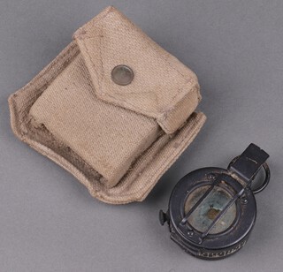W. B. & S. Barking Ltd., a military issue prismatic compass marked RAF E6/395, complete with webbing case date 1950 