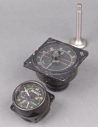 A repeater compass from a Lancaster bomber, a brake indicator removed from a Spitfire/hurricane and a Merlin valve 