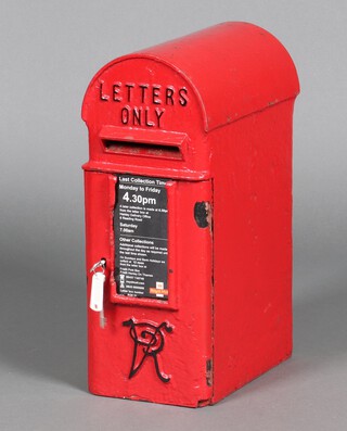 A Victorian cast iron "lamp" letter box, the interior with wire mesh vase marked A Handyside & Co. Ltd., Derby and London, with 2 keys 50cm x 20cm x 31cm 