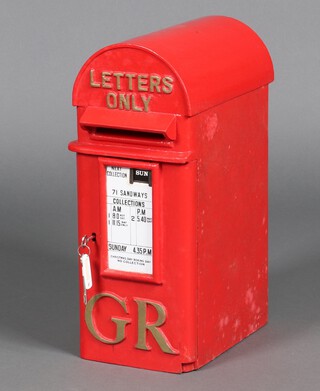 A George V Royal Mail cast iron, pillar post box, with 2 keys 50cm h x 21cm w x 32cm d 