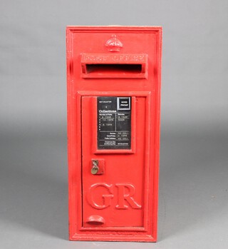 A George V Royal Mail cast iron, wall post box, complete with keys, 55cm x 35cm x 34cm 