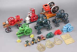 A collection of 12 Ertl and others scale vintage models of farm machinery including a John Deer Waterloo Boy and Mccormick Deering model M, etc (some electric, some diesel)