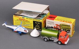 Dinky Toys, a Sea King Helicopter no. 742 boxed, complete with helicopter, Apollo capsule, instructions and original inset tray together with a Johnson Road Sweeper no. 451 boxed 