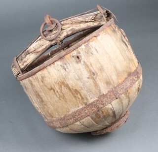 A 19th Century Continental coopered well bucket 53cm h x 47cm diam. 
