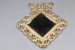 A Victorian bevelled plate wall mirror contained in a pierced cast gilt metal frame, the reverse marked patented June 19-94 47cm x 44cm 