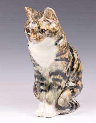 A Jenny Winstanley pottery figure of a seated cat the base signed and numbered 5 England, 29cm 