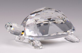 A large Swarovski Crystal figure of a tortoise 9cm h x 25cm x 14cm 