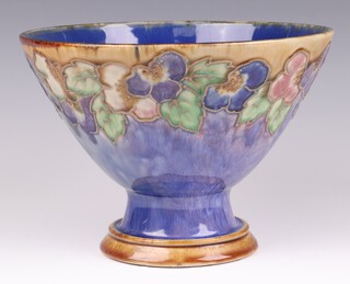 A Royal Doulton blue glazed and floral pattern bowl, base impressed X8742 91724 Royal Doulton, 17cm 