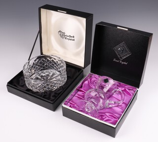 A Waterford Crystal fruit bowl 18cm boxed and an Edinburgh Crystal thistle shaped jug 17cm boxed