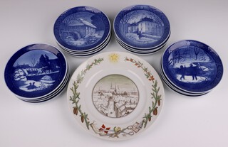 Sixteen Royal Copenhagen Christmas plates - 1970, 1973-1979, 1980, 1984, 1986, 1999-2002 and a Royal Copenhagen Peters Jul plate 