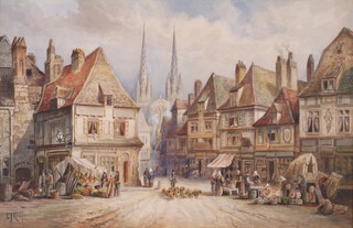 Charles James Keats (British, 1856-1934), "Quimper", watercolour, signed, 32cm x 49cm, within a titled mount and gilt composition frame.