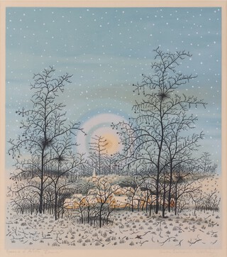 **Ivan Lackovic Croata (Croatian, 1932-2004), Village in Winter, colour lithograph, signed and inscribed "epreuve dartiste"? in pencil, 48cm x 42cm, within a gilt frame **Please note Artists Resale Rights may be payable upon this lot