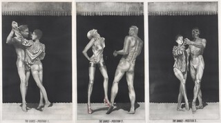 **Terry Wilson (British, b.1948), "The Dance Position 1.", "The Dance Position 2.", and "The Dance Position 3.", three mezzotints on paper, all signed and editioned 14/50 in pencil, each 62cm x 37cm, all within black metal frames **Please note Artists Resale Rights may be payable upon this lot