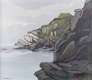 Curt Olson, Coastal Landscape, 20th century oil on board, signed, 59cm x 68cm, within a painted wood frame.