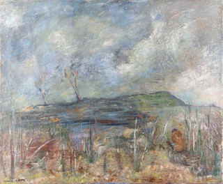 Frances Cohen, Atmospheric Landscape, 20th century oil on canvas, signed, 63cm x 76cm.