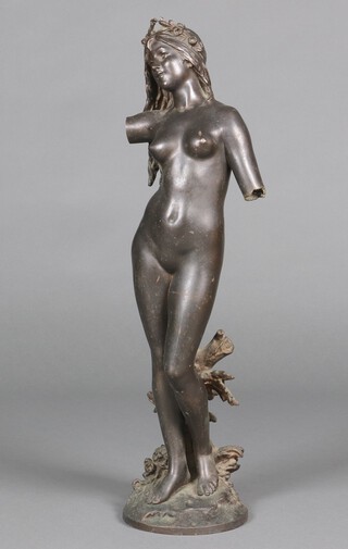 Attributed to Auguste Moreau (French, 1834-1917), Wood Nymph, patinated bronze, 72cm (faults).	