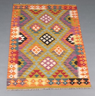 A green, orange and black ground Maimana Kilim rug 156cm x 104cm 