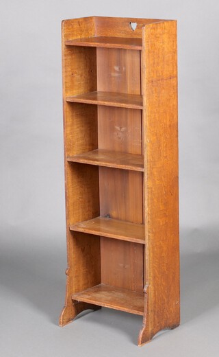 A Liberty style Art Nouveau oak bookcase with raised back fitted 5 shelves 114cm h x 38cm w x 19cm d 
