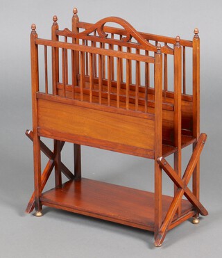 An Edwardian walnut 2 section Canterbury with undertier 54cm h x 39cm w x 24cm d