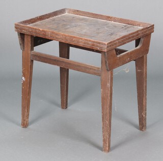 A 1920's rectangular walnut tray top table 25cm h x 54cm w x 40cm d 