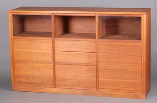 Jan Vorholter, a stylish contemporary teak cabinet fitted recesses, above 3 drawers and cupboards enclosed by panelled doors  110cm h x 180cm w x 45cm d 