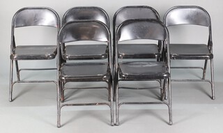 Six Habitat Macadam folding metal chairs 