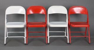 Two orange and 2 white painted Habitat Macadam folding chairs (4) 
