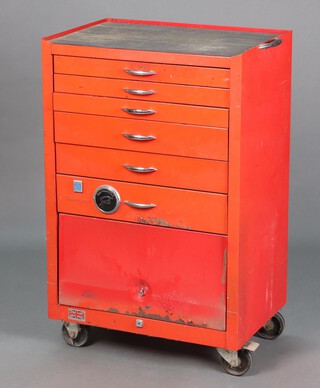 A Taskmaster metal tool chest fitted 6 drawers and cupboards together with contents of tools 104cm h x 67cm w x 46cm d  