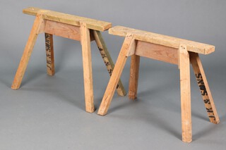 A pair of pine saw horses/trestle stands 56cm h x 77cm w x 42cm d 