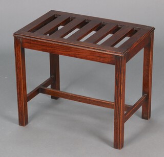 A 1930's rectangular slatted oak luggage rack 46cm h x 53cm w x 35cm d 