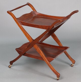 A Victorian style mahogany 2 tier tea trolley 71cm h x 69cm w x 43cm d 