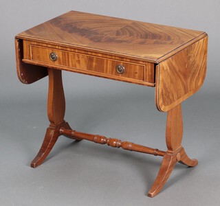 A Georgian style mahogany miniature sofa table fitted a frieze drawer, 54cm h x 61cm w x 39cm d  