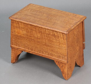 A miniature elm coffer with hinged lid 35cm h x 44cm w x 27cm d (top is split, loose and in 2 sections, base requires attention) 
