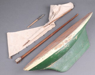 A wooden model pond yacht 59cm w