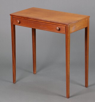 A mid-century teak side table fitted a drawer 71cm h x 68cm w x 35cm d 