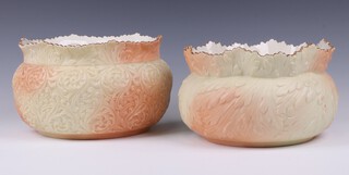 A Victorian Lock & Co Worcester blush ivory porcelain bowl with wavy border 13cm the base marked 537A (slight crack to rim, contact marks  inside) and 1 other 480A 13cm