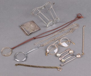 A gilt metal monocle, pair of gilt metal framed glasses, pair of lorgnettes etc 