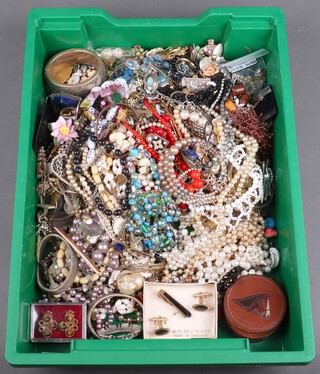 A quantity of costume jewellery including beads, bangles, earrings etc 