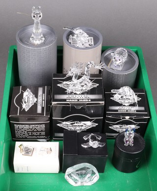 Four Swarovski Crystal ornaments - cat, kangaroo, pig and gramophone (all a/f) together with 5 Westminster Crystal figures 