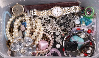 A lady's Rotary wristwatch in a steel case and 2 colour bracelet, a lady's Pulsar wristwatch together with a collection of costume jewellery 