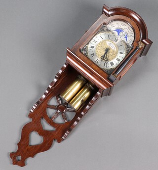 A "protestant" style striking wall clock, complete with weights 67cm 