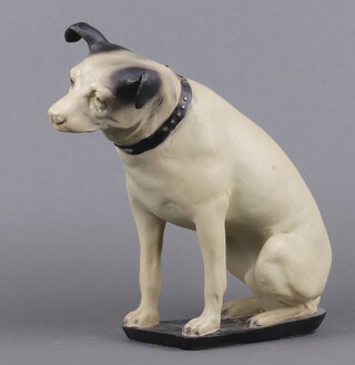 A resin figure of a seated HMV Nipper dog 30cm h 