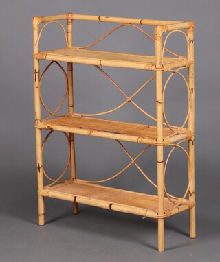 A bamboo 3 tier bookcase 91cm h x 65cm w x 26cm d 