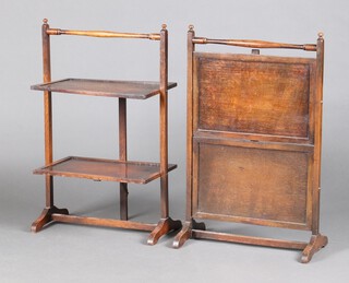 A pair of 1930's rectangular oak 2 tier cake stands 79cm h x 49cm w x 30cm d  