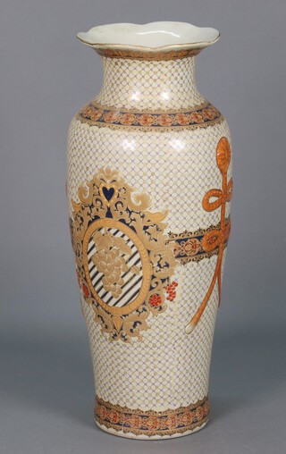 A 20th Century Chinese style pottery vase with panelled decoration of grapes 82cm h x 28cm diam. 