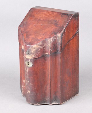 A Georgian mahogany knife box of serpentine outline with hinged lid 32cm h x 19cm w x 21cm d 