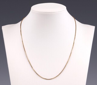 An 18ct yellow gold, marked 750, fine box link necklace, 15.5cm, 3.3 grams 