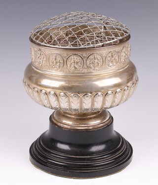 An Indian embossed silver rose bowl with inscription, the base marked R Orr & Sons Madras Silver, 786 grams 